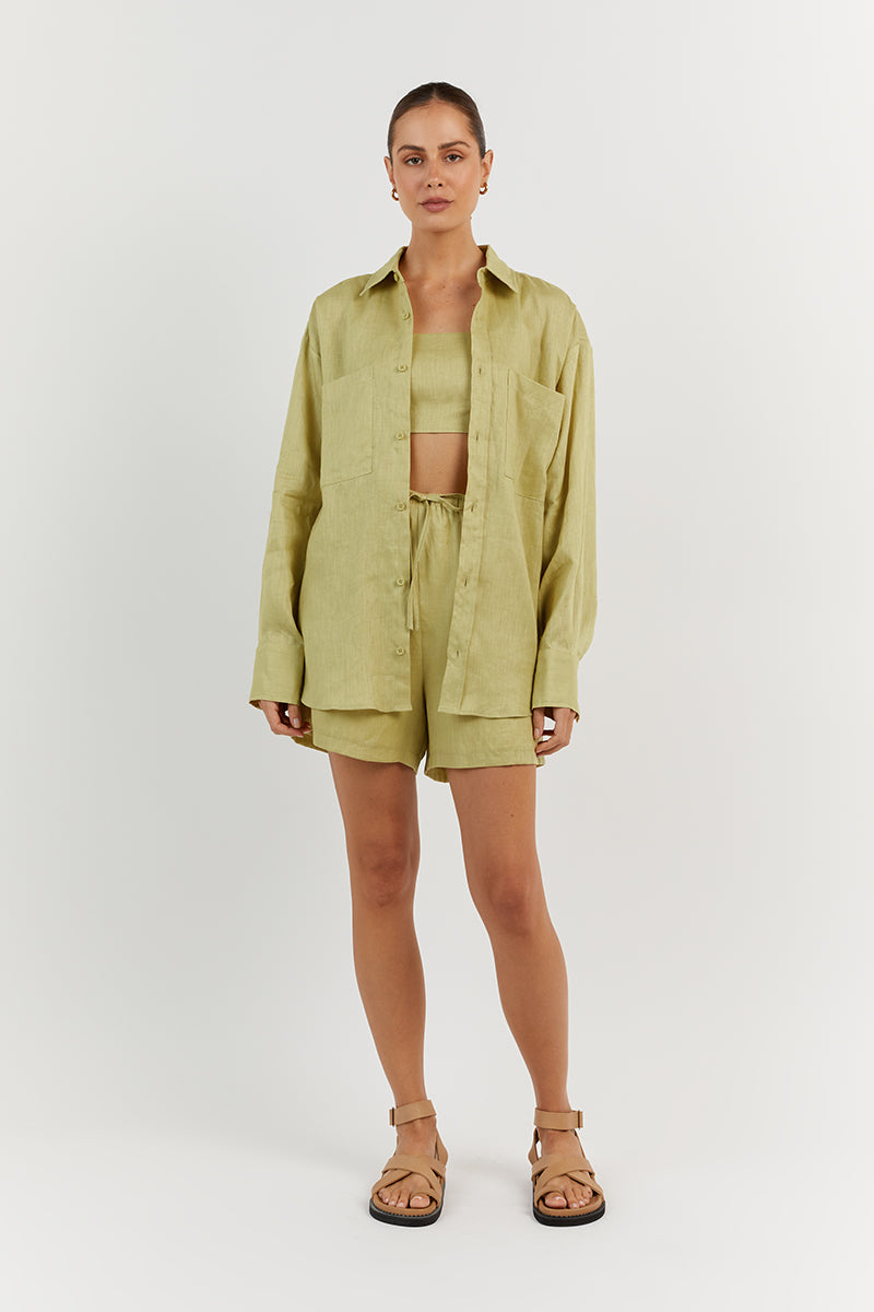 PENNY LIME LINEN CROP TOP