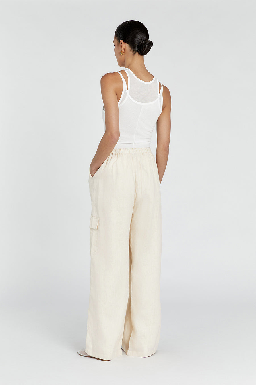 INGRID BUTTERMILK LINEN CARGO PANT