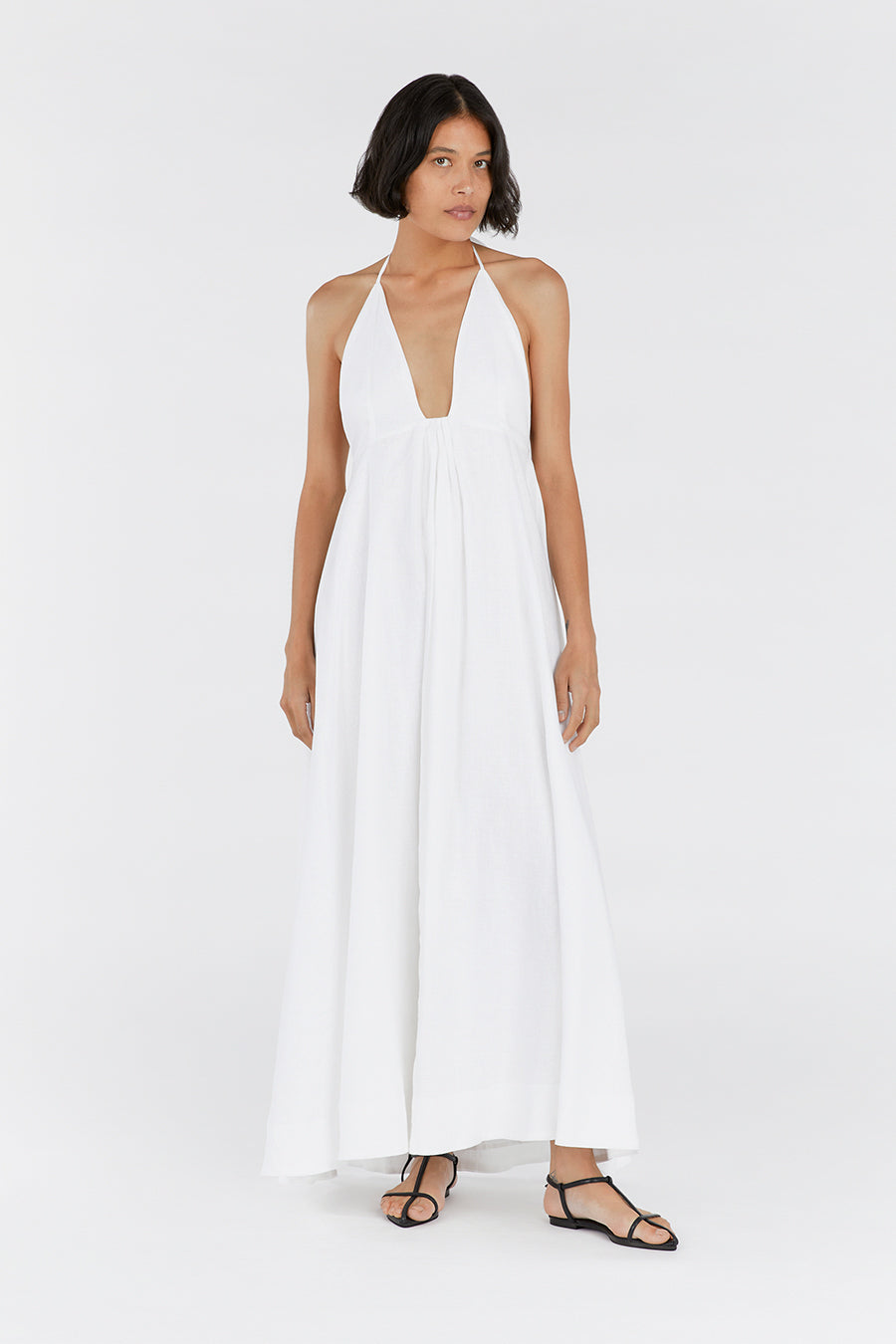 SICILY WHITE LINEN MAXI DRESS