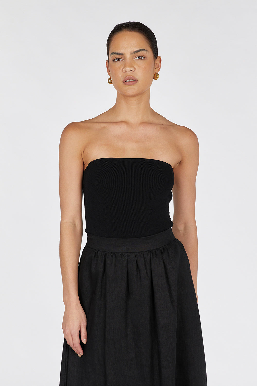 VERA BLACK KNIT BANDEAU TOP