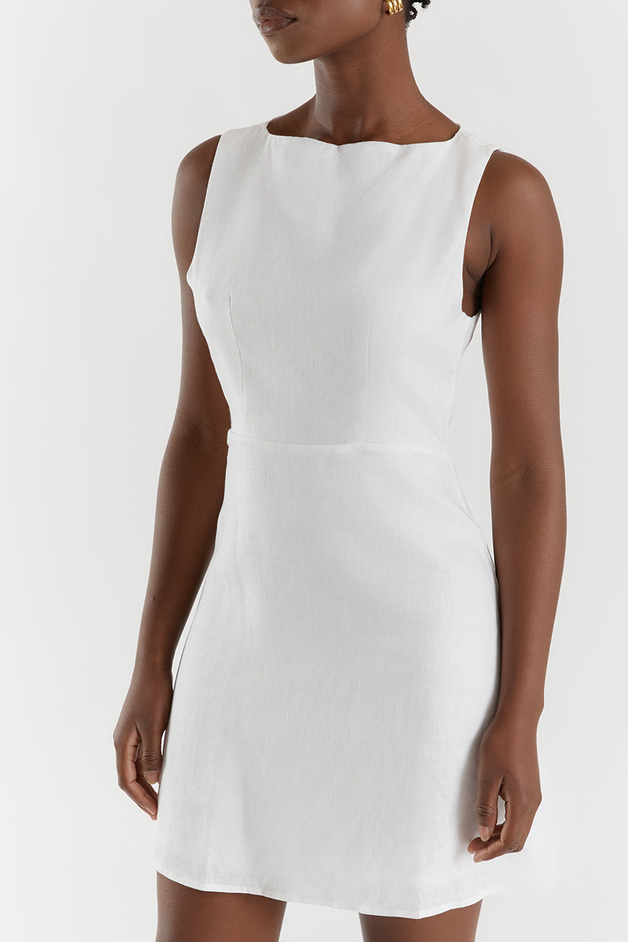 TYLA WHITE LINEN MINI DRESS