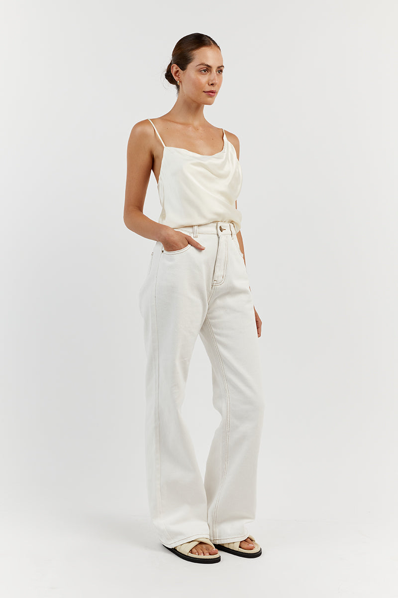 FLETCHER CREAM SILK NECK CAMI TOP