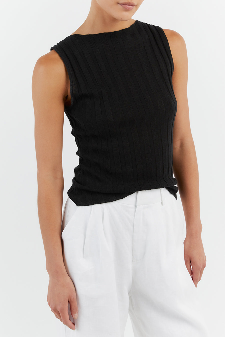 GOLDIE BLACK BOAT NECK TANK
