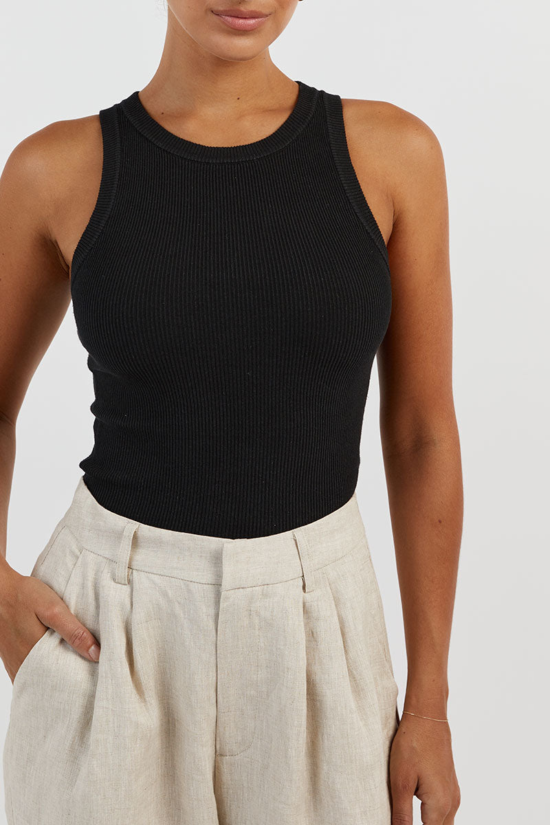 JENNA BLACK KNIT TANK