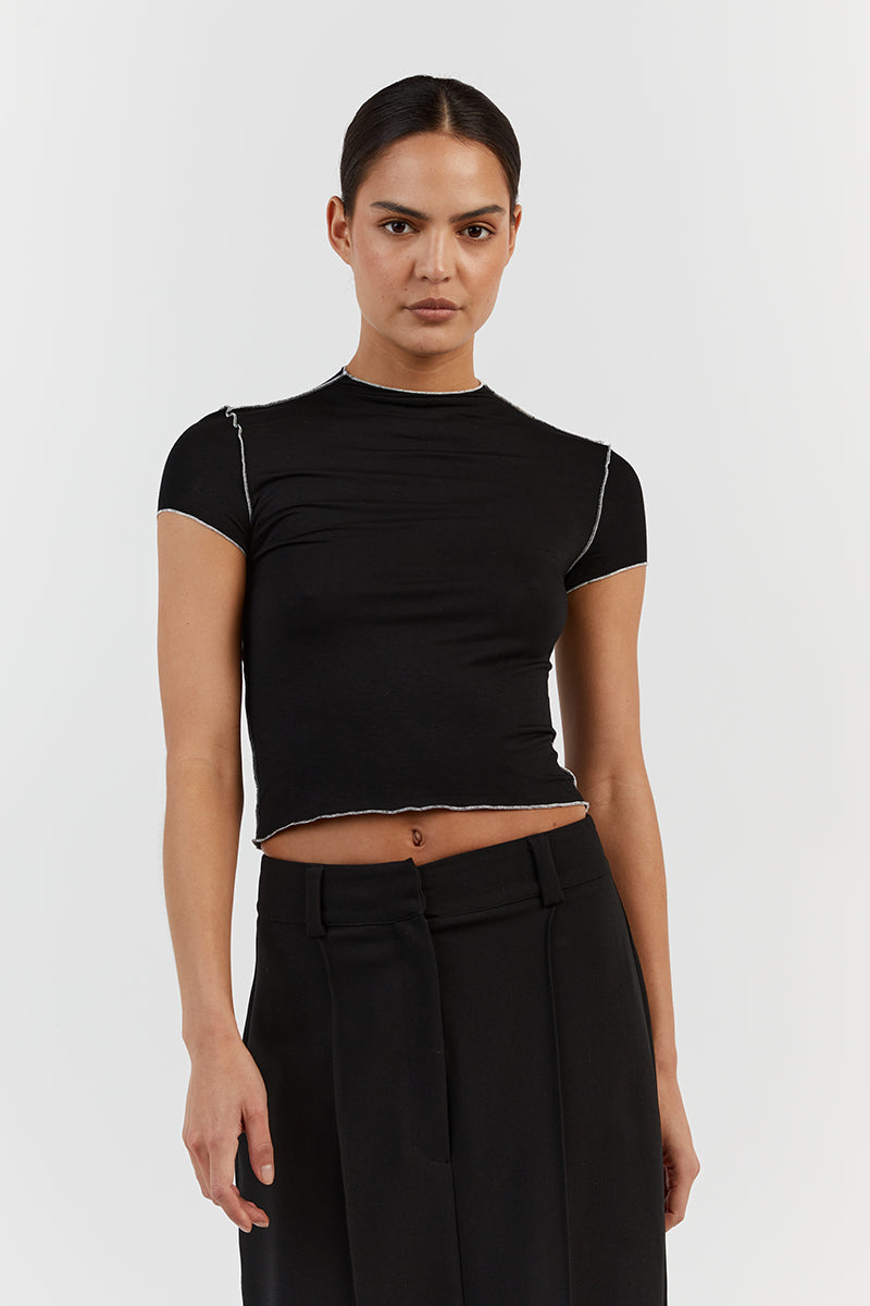 SOHO BLACK CAP SLEEVE TOP