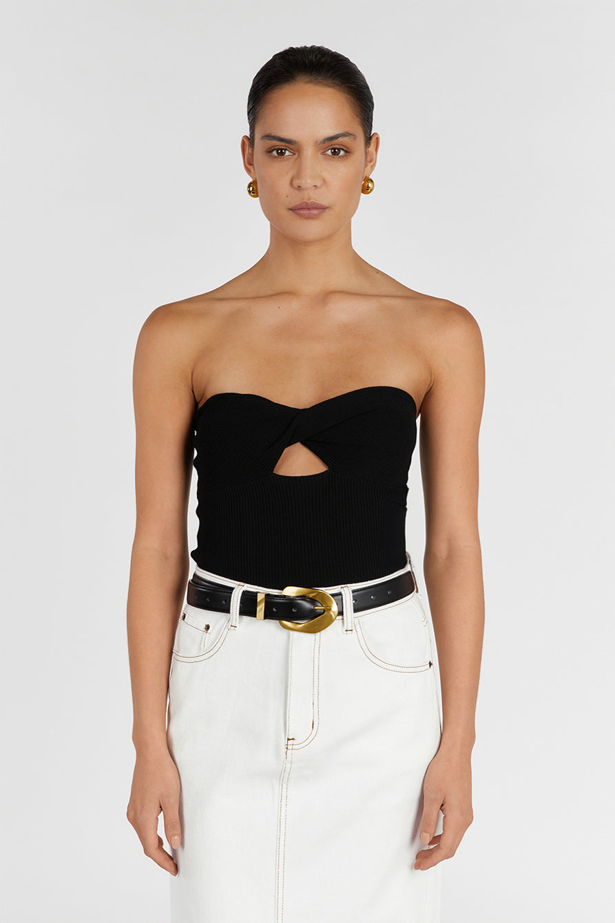 BIANCA BLACK BANDEAU KNIT TOP