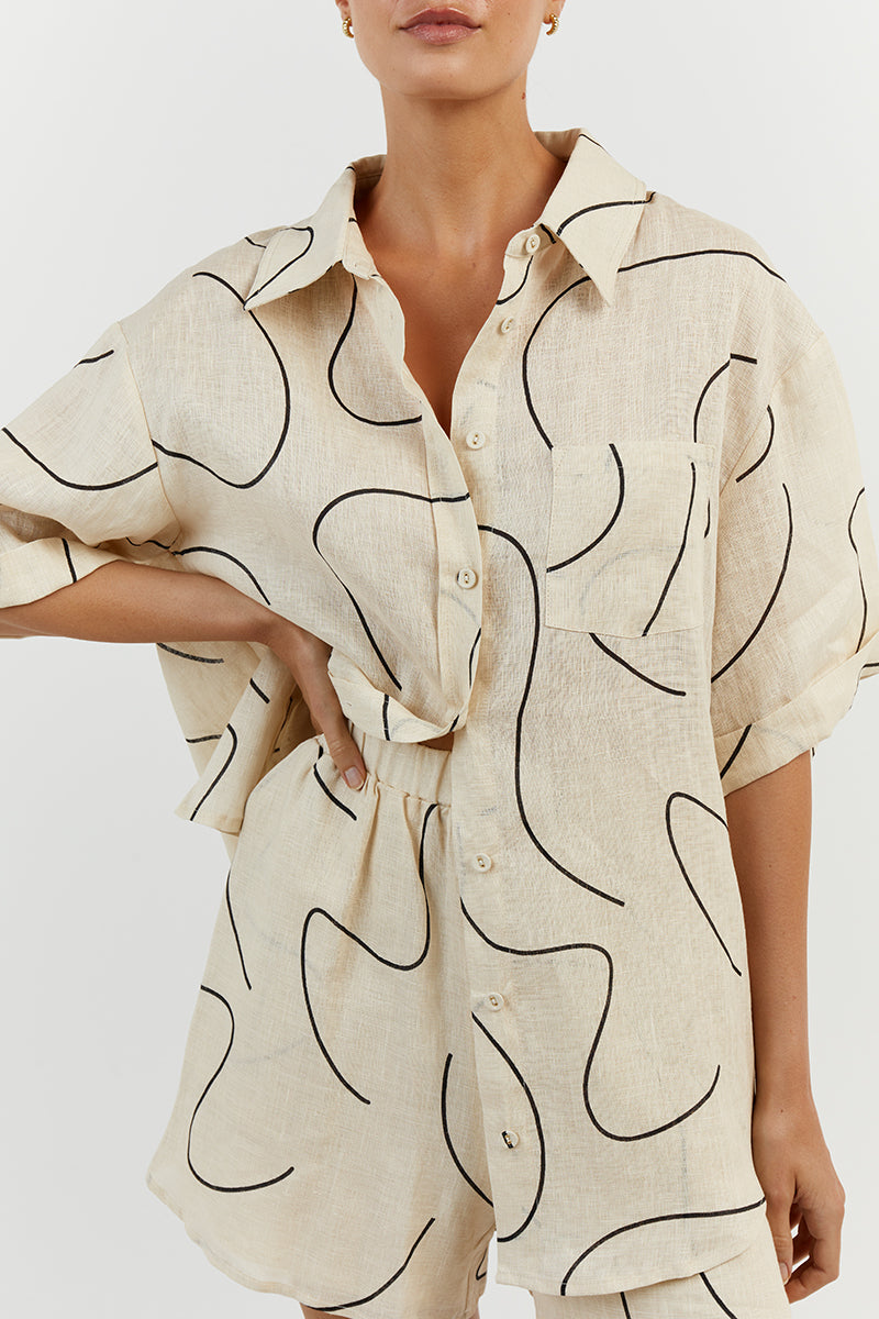 LUNA CREAM LINEN SCOOPED SHORT