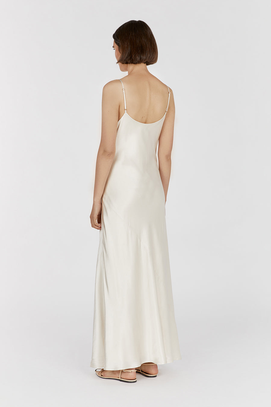 MYA CREAM SATIN SLIP MAXI DRESS