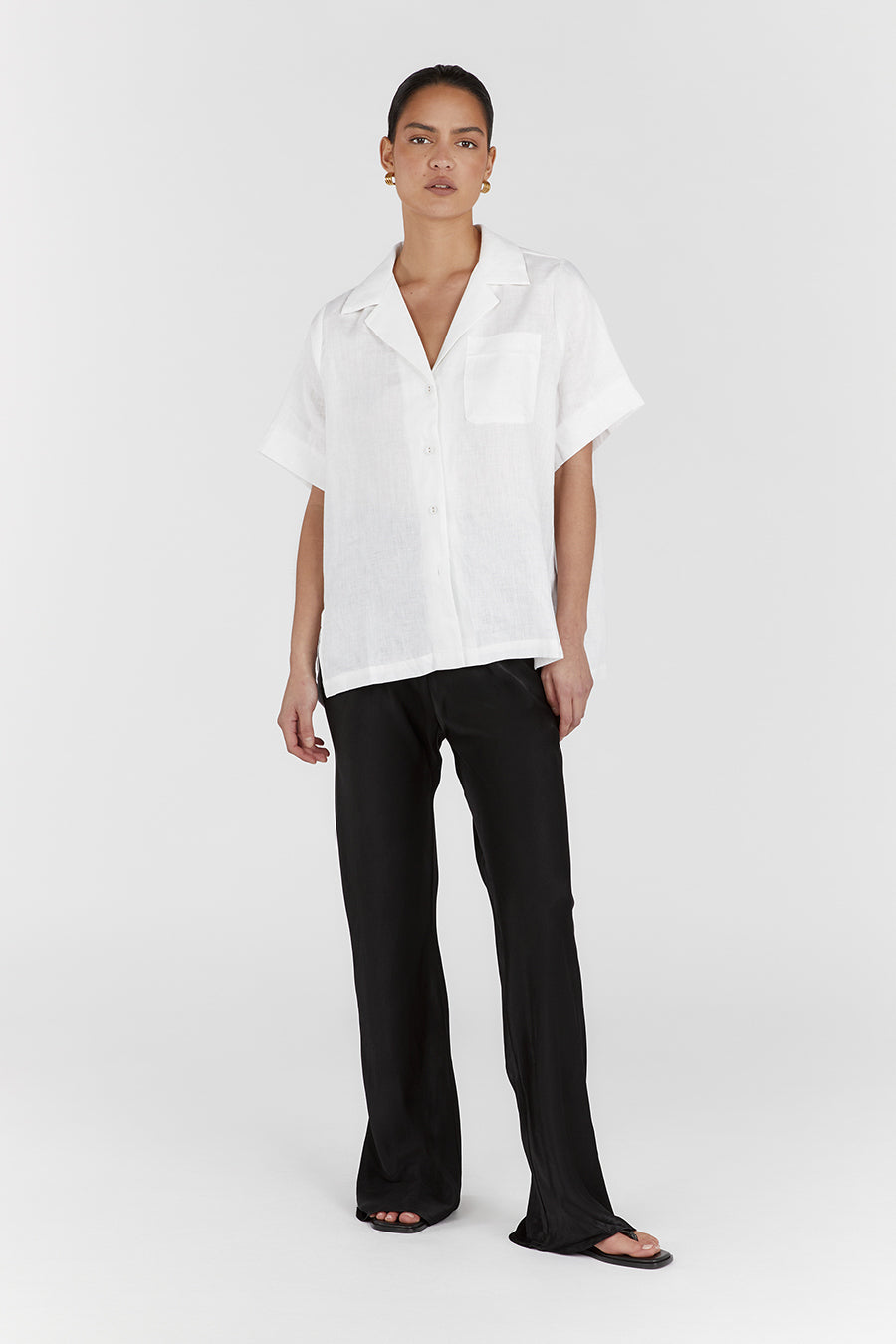 SIMONE BLACK SATIN BIAS CUT PANT