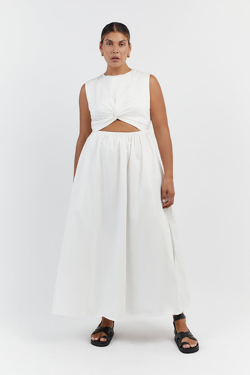 RAMSEY WHITE COTTON MIDI DRESS