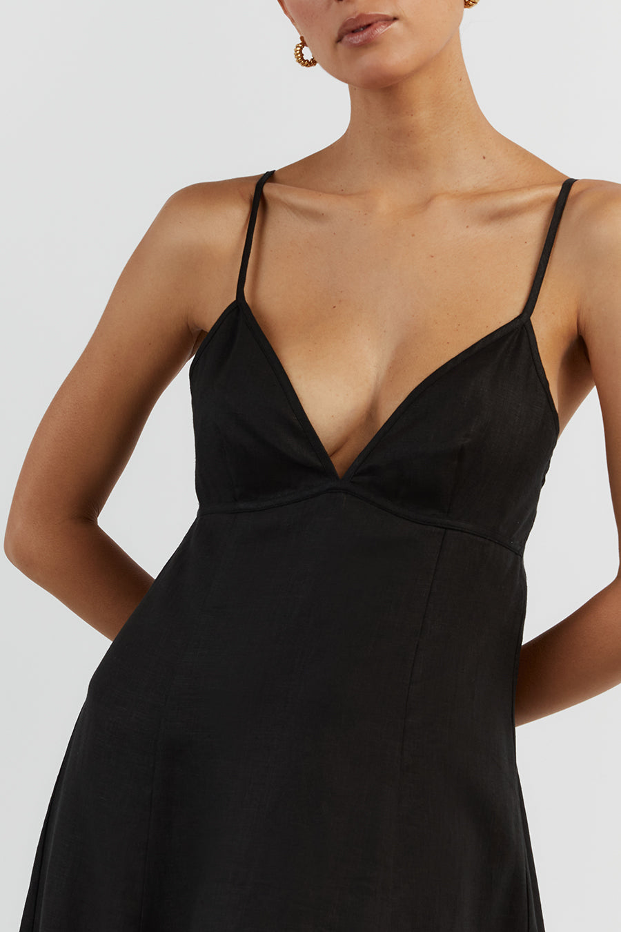 GEM BLACK LINEN MAXI DRESS