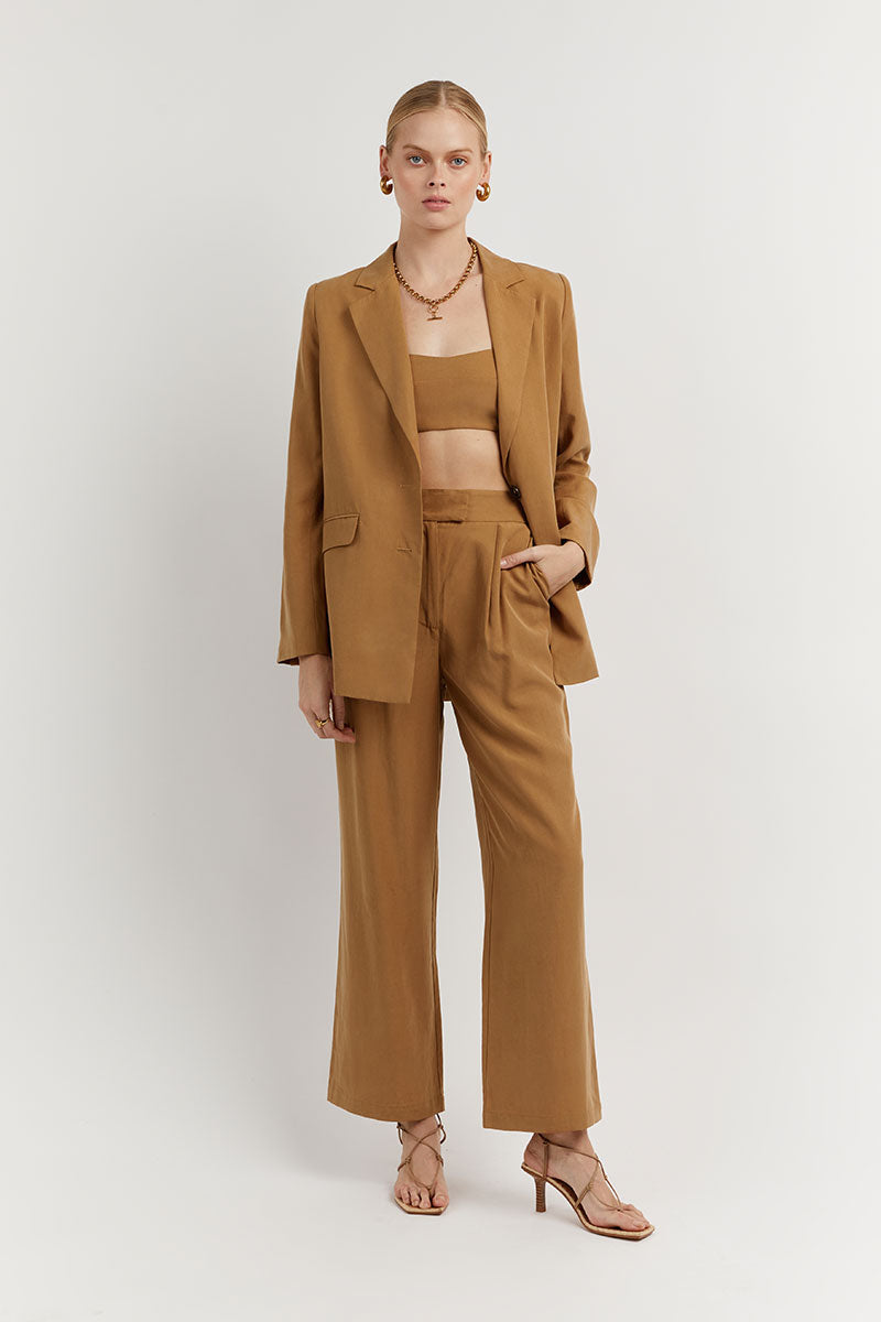 KARLA CAMEL TENCEL BLEND CROP