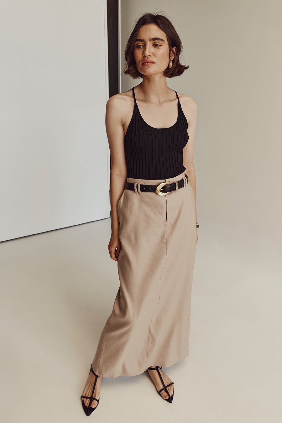 LUCCA SAND MIDI SKIRT