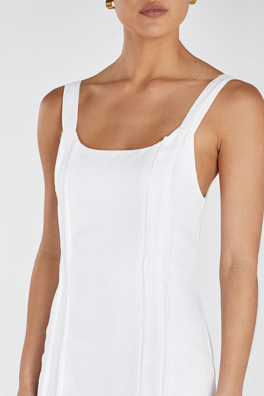 DULCE WHITE LINEN MIDI DRESS