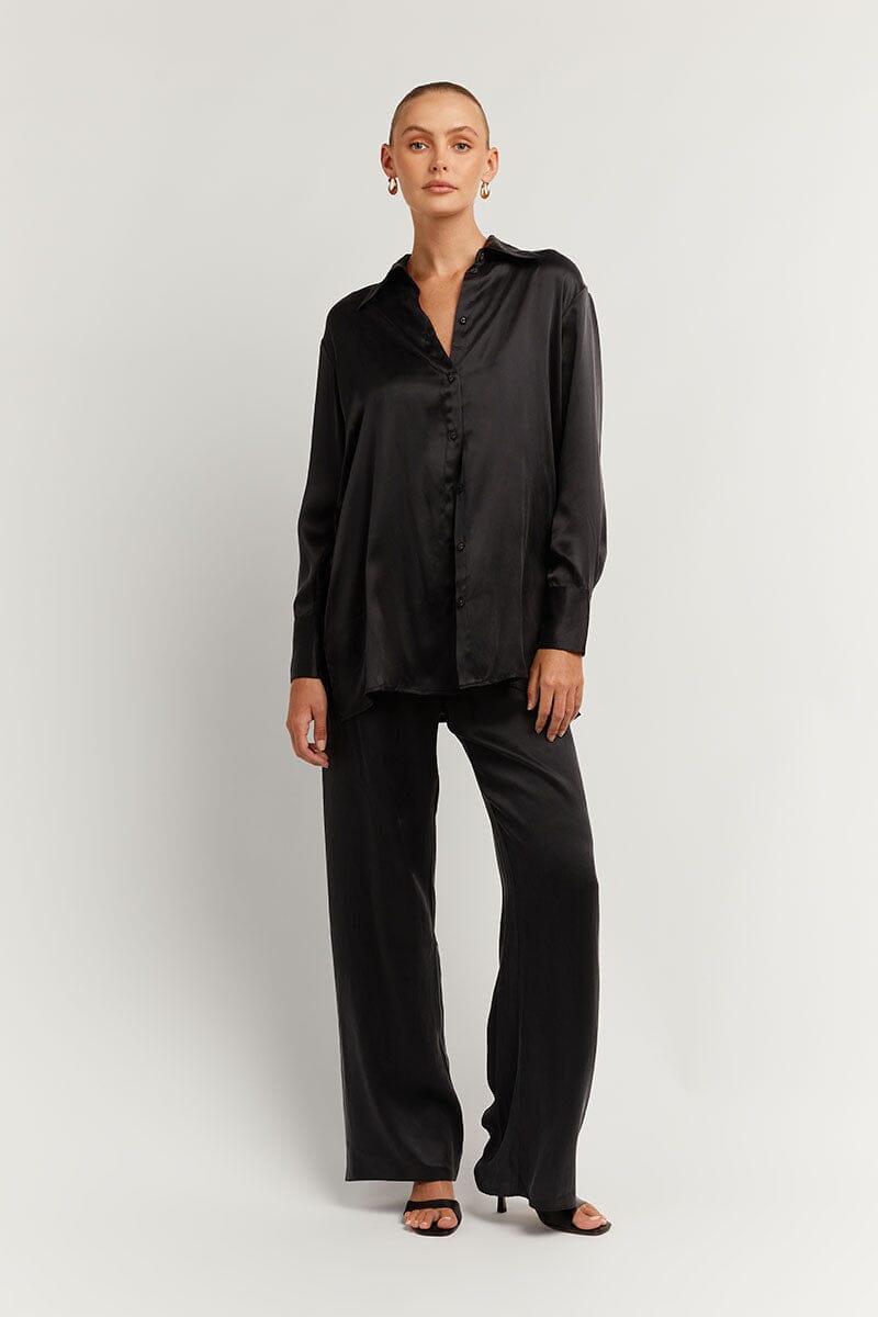 EVANS BLACK SILK SHIRT
