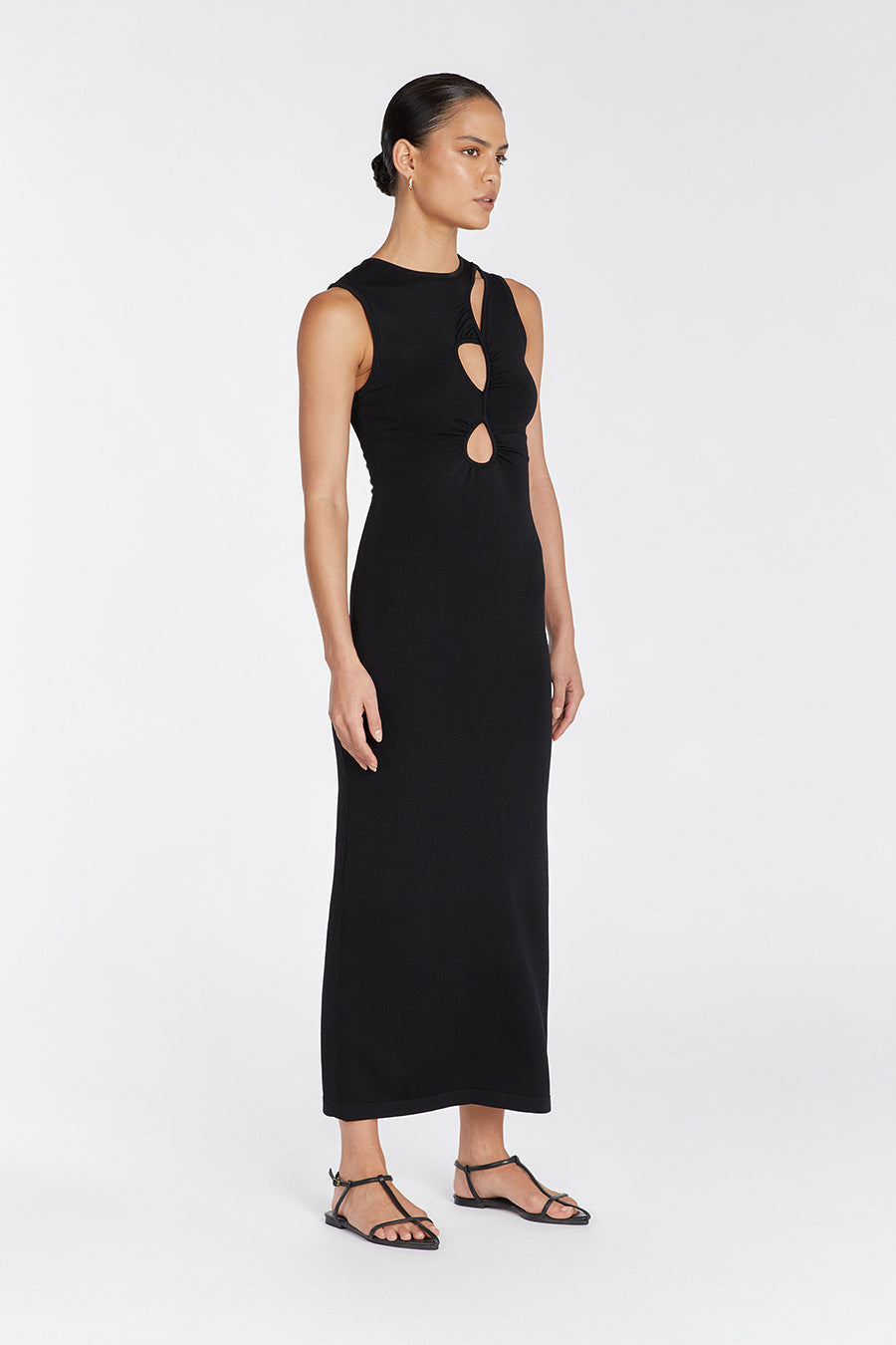 MONIQUE BLACK KNIT MIDI DRESS