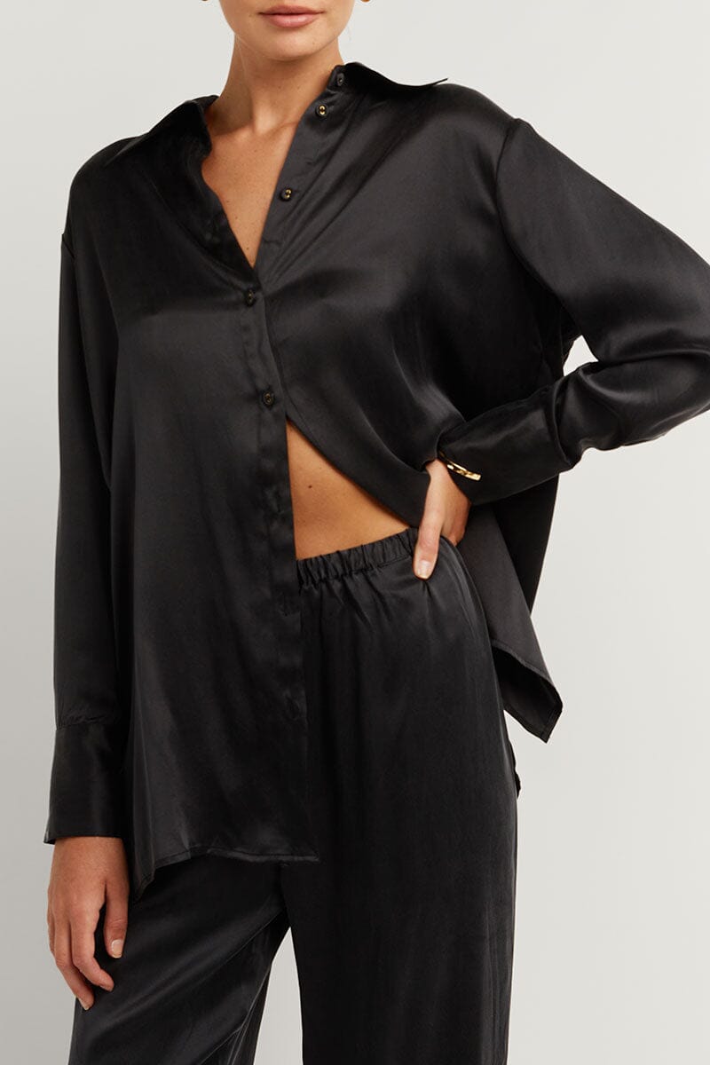 EVANS BLACK SILK SHIRT