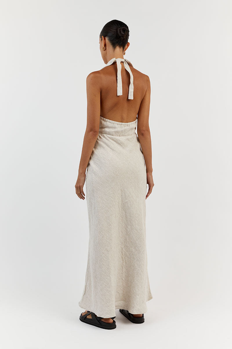 EZRA NATURAL LINEN MIDI DRESS