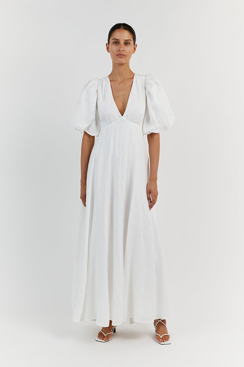AISLE LINEN BACKLESS LONG DRESS