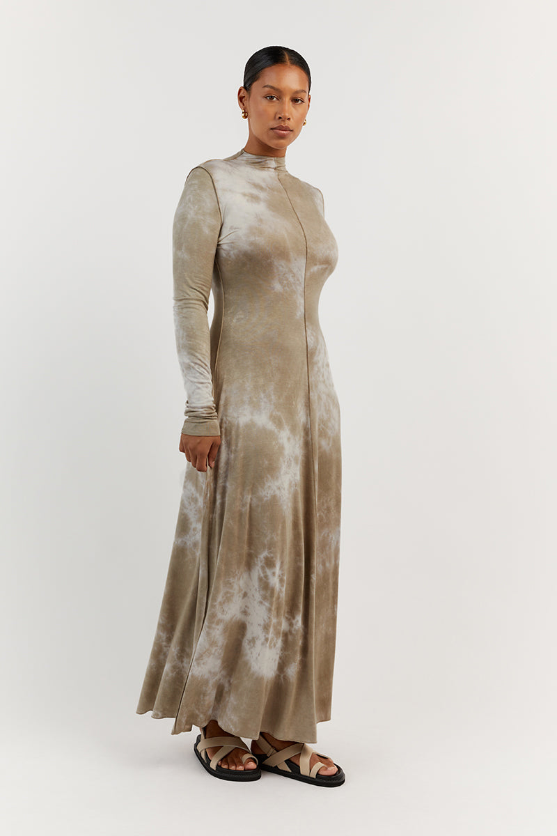 CASPER MOSS TIE DYE SLEEVED DRESS