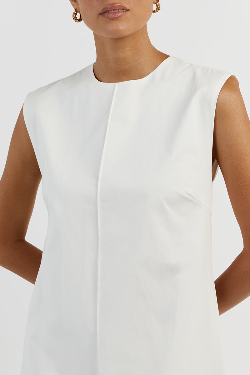 MAGGIE WHITE COTTON MIDI DRESS