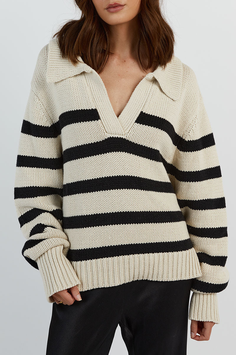 COLBIE BLACK AND STONE KNIT JUMPER