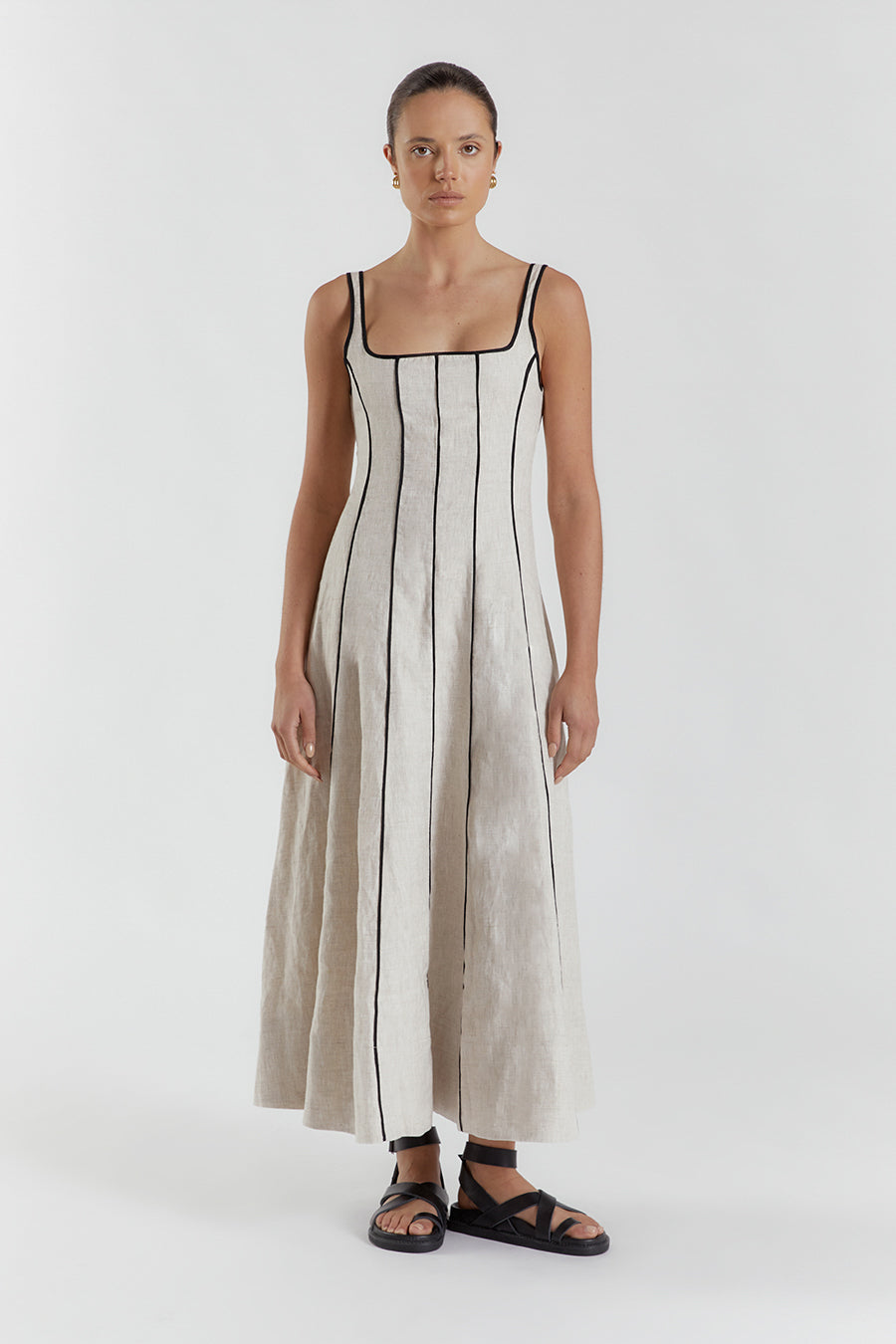 BECK NATURAL LINEN MIDI DRESS