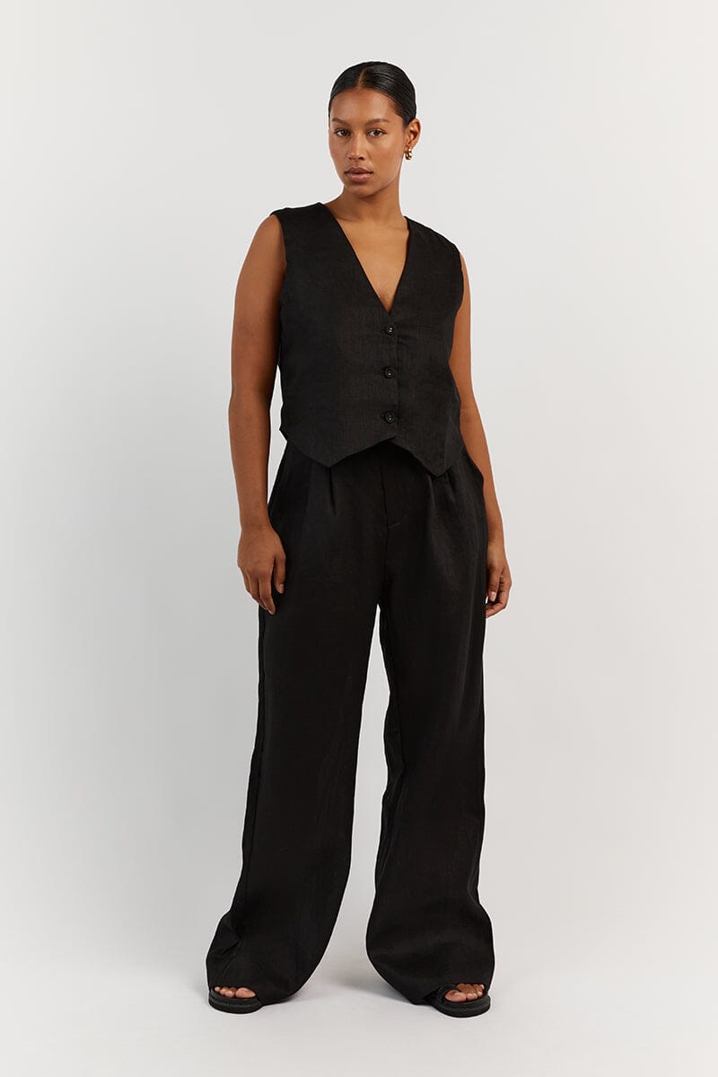 NORAH BLACK LINEN PANT