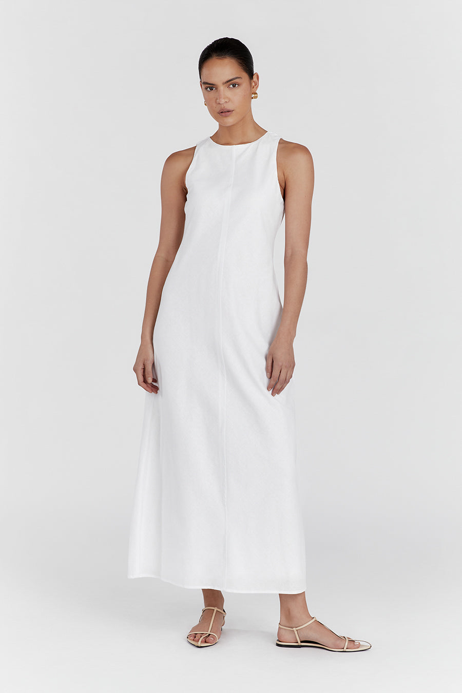HARRIS WHITE LINEN MIDI DRESS