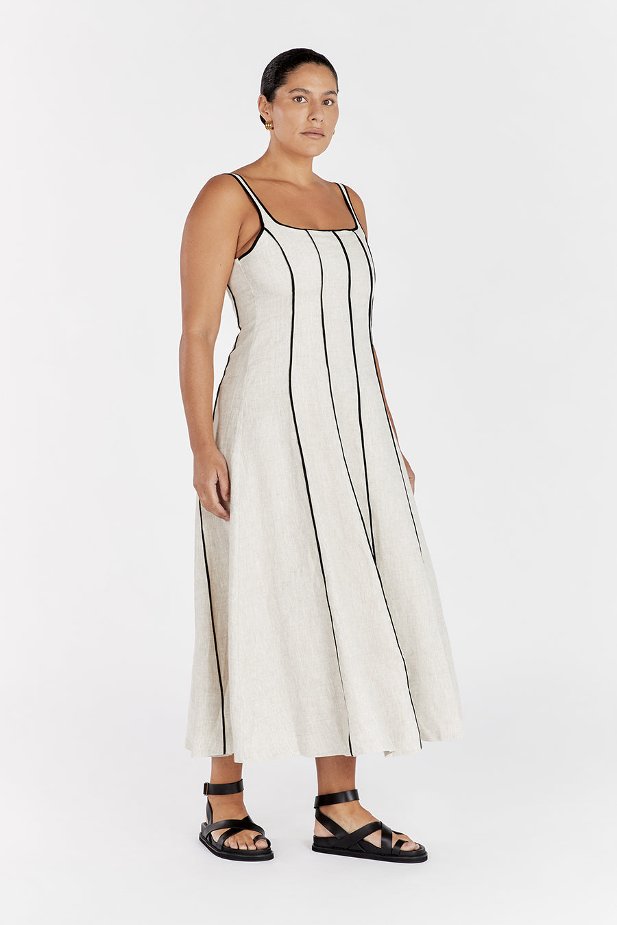 BECK NATURAL LINEN MIDI DRESS