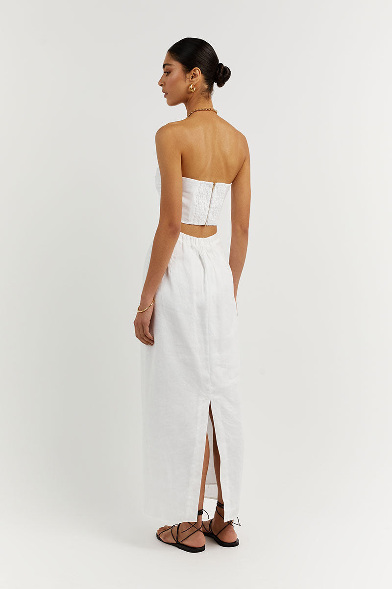BONNIE WHITE LINEN CROP TOP