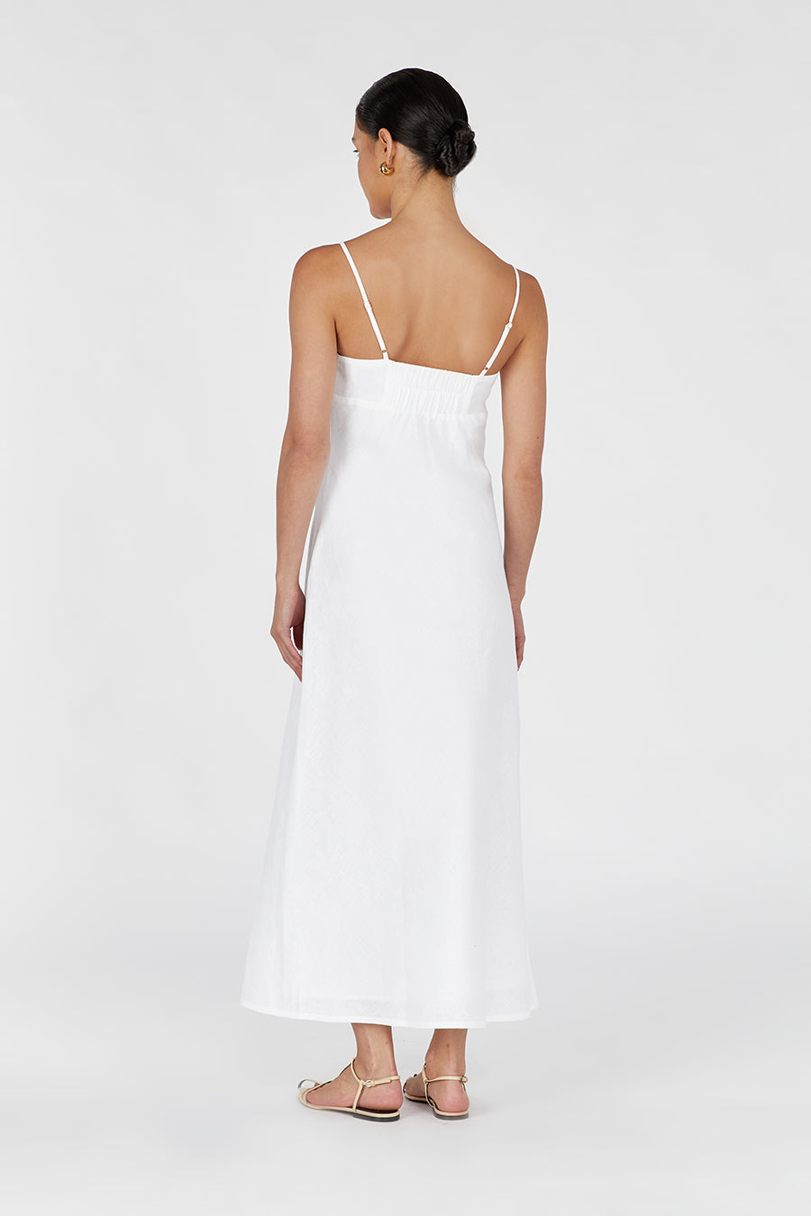 LUCIA WHITE LINEN MIDI DRESS