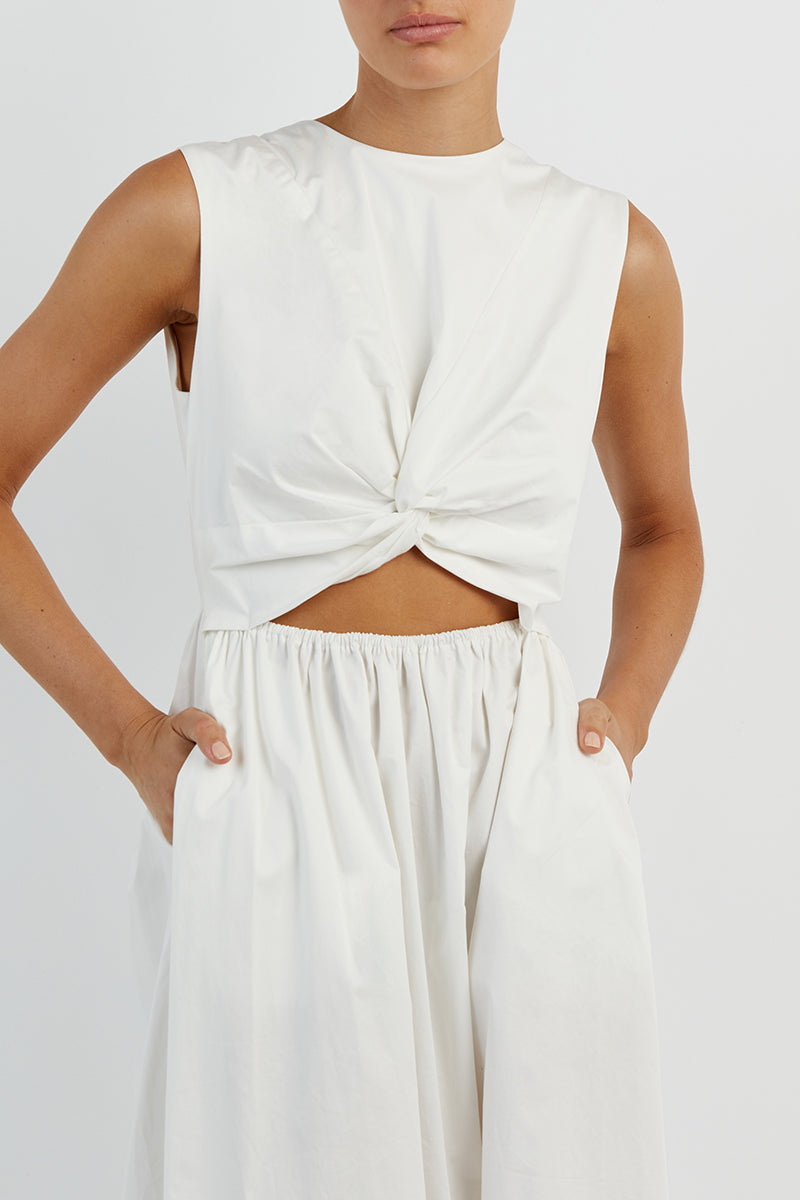 RAMSEY WHITE COTTON MIDI DRESS