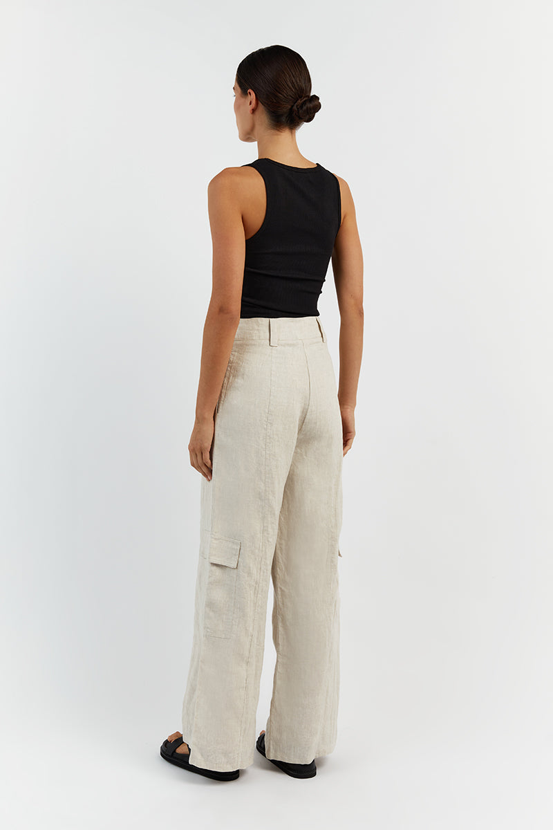 ISLA NATURAL LINEN WIDE LEG PANT