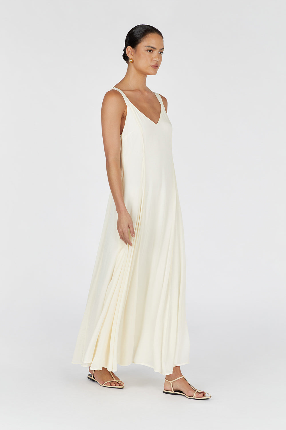 EMILY BUTTERMILK V-NECK MAXI DRESS