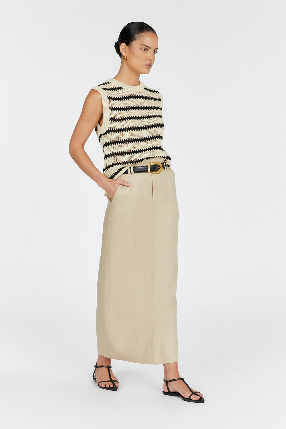 MARGOT WHEAT STRIPE KNIT TANK