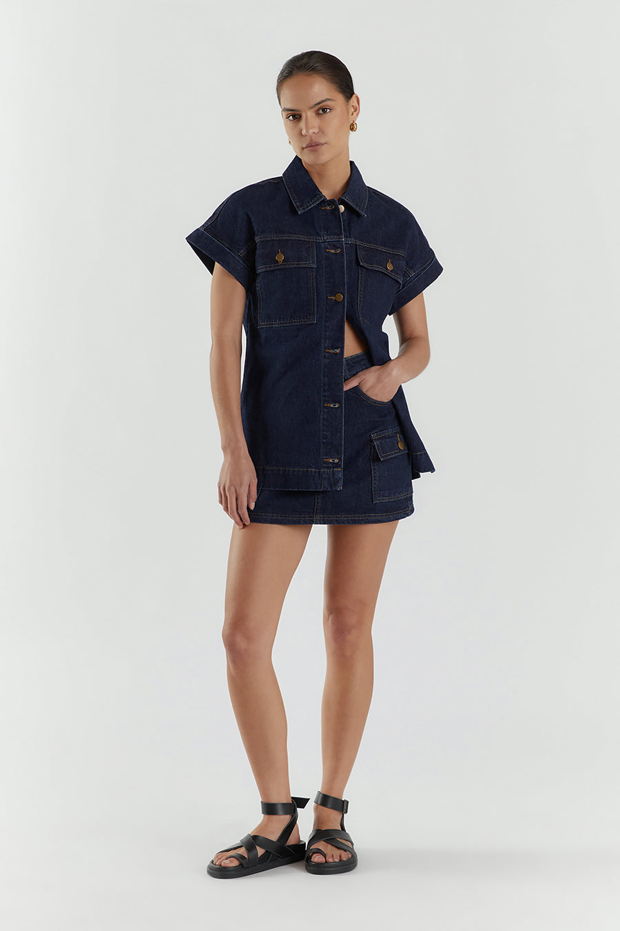 FELIX INDIGO DENIM SHORT SLEEVE SHIRT