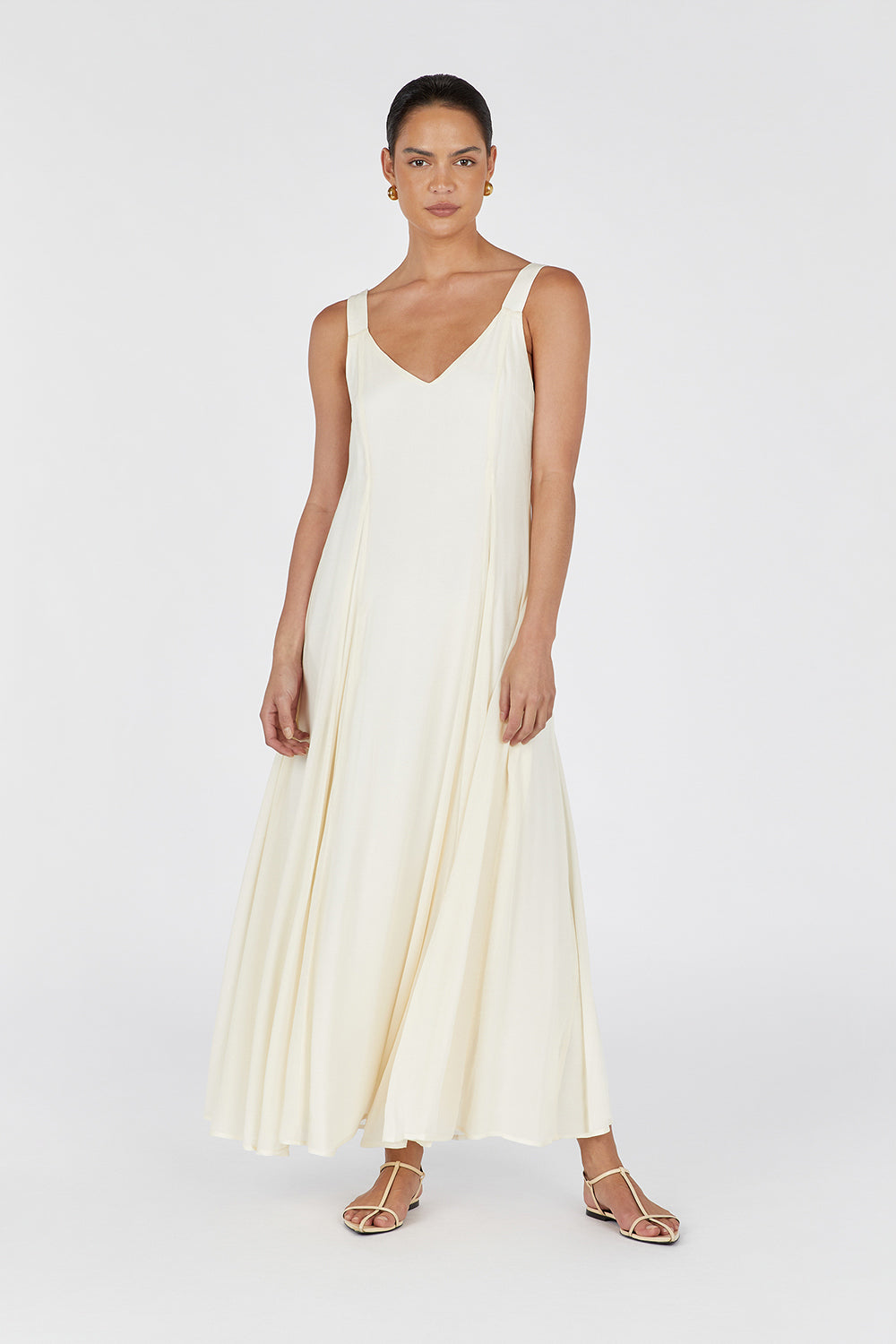 EMILY BUTTERMILK V-NECK MAXI DRESS