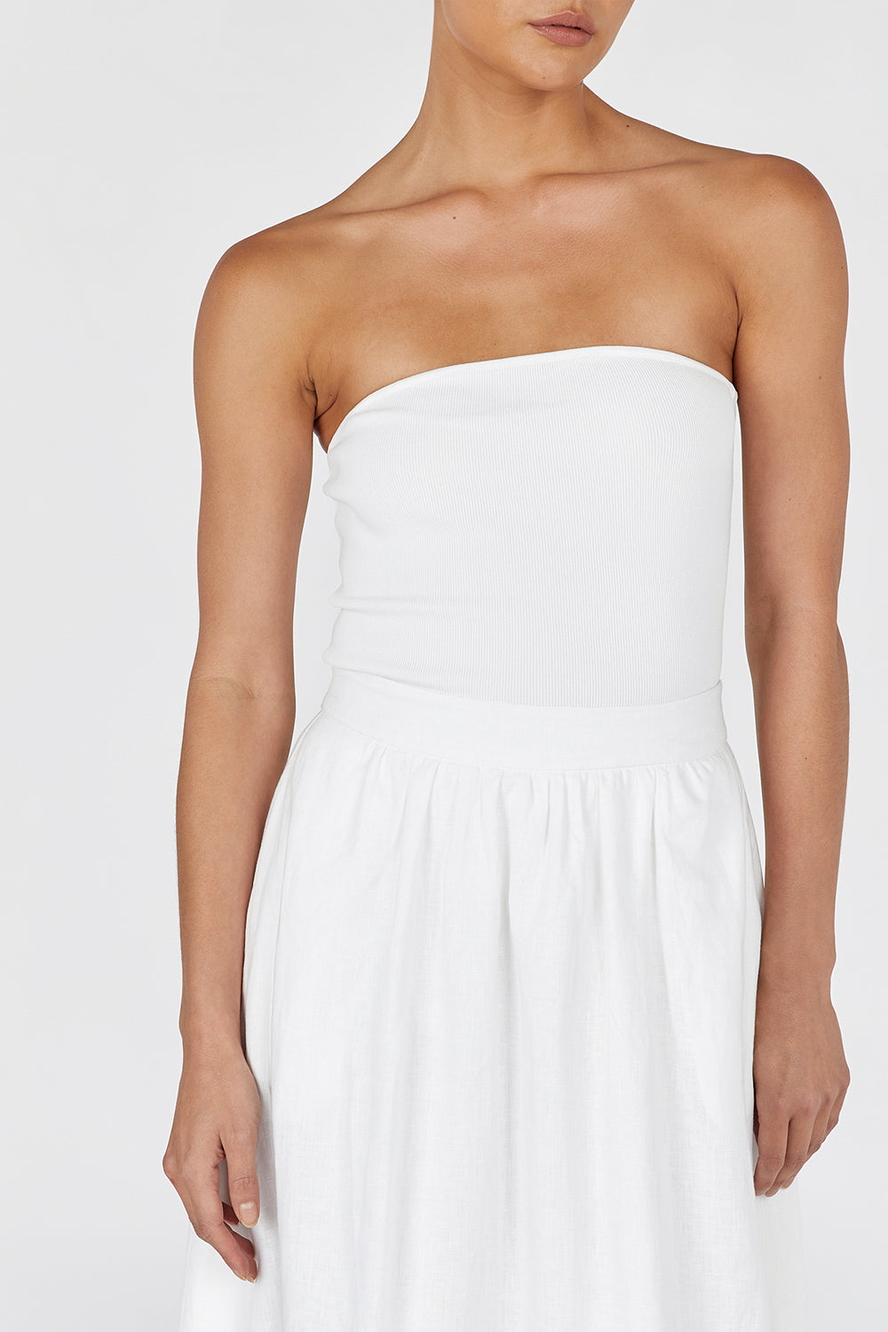 VERA OFF WHITE KNIT BANDEAU TOP