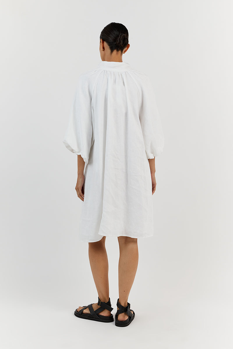 MATHER WHITE LINEN SMOCK DRESS