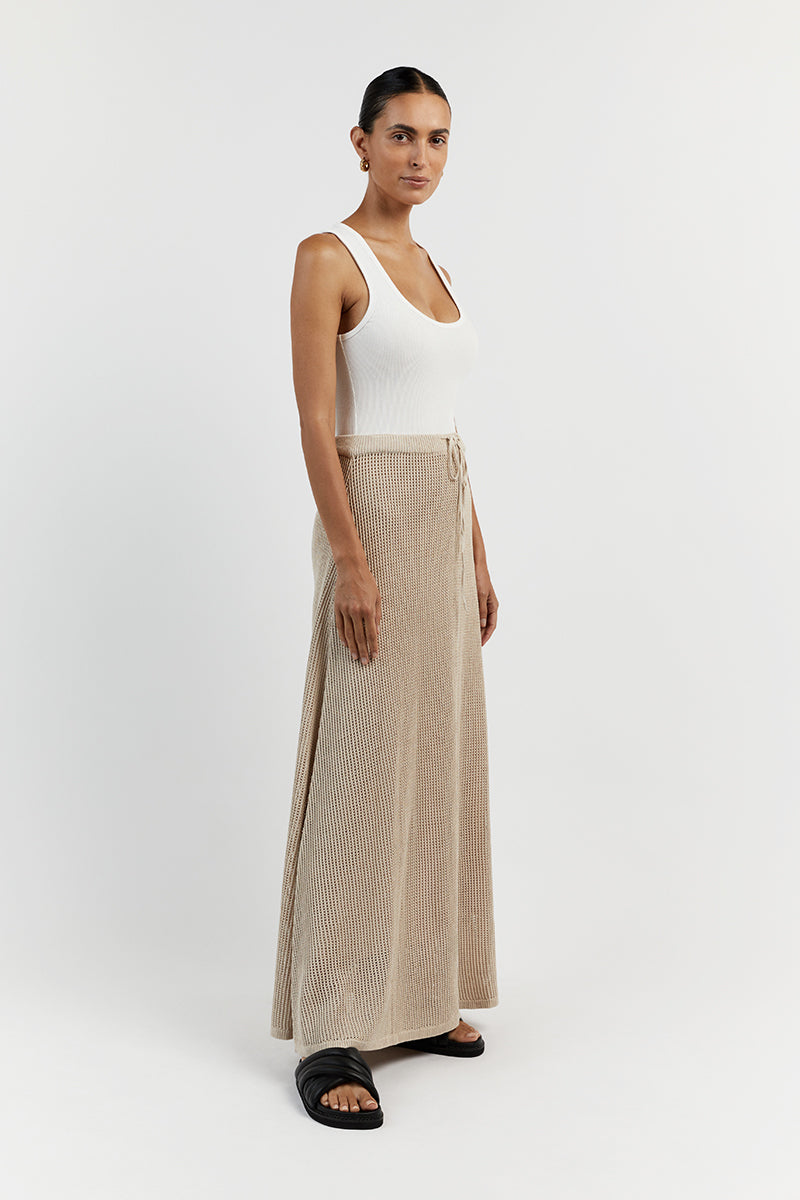 OPHELIA STONE CROCHET MIDI SKIRT