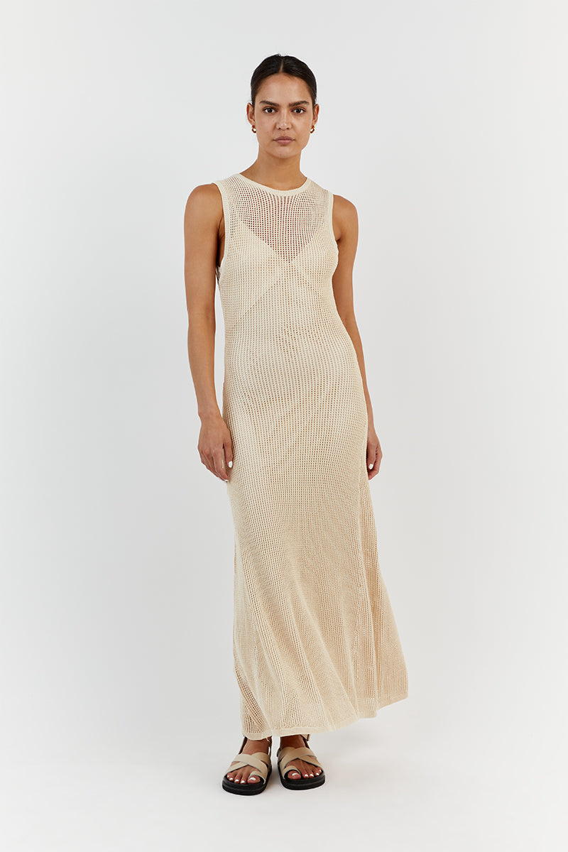 OPHELIA NATURAL CROCHET MAXI DRESS