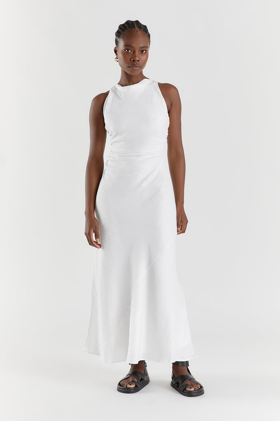 ROSE WHITE LINEN MAXI DRESS