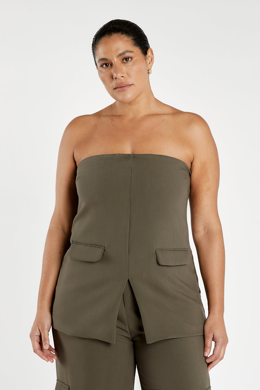 WILLA PETROL STRAPLESS TOP