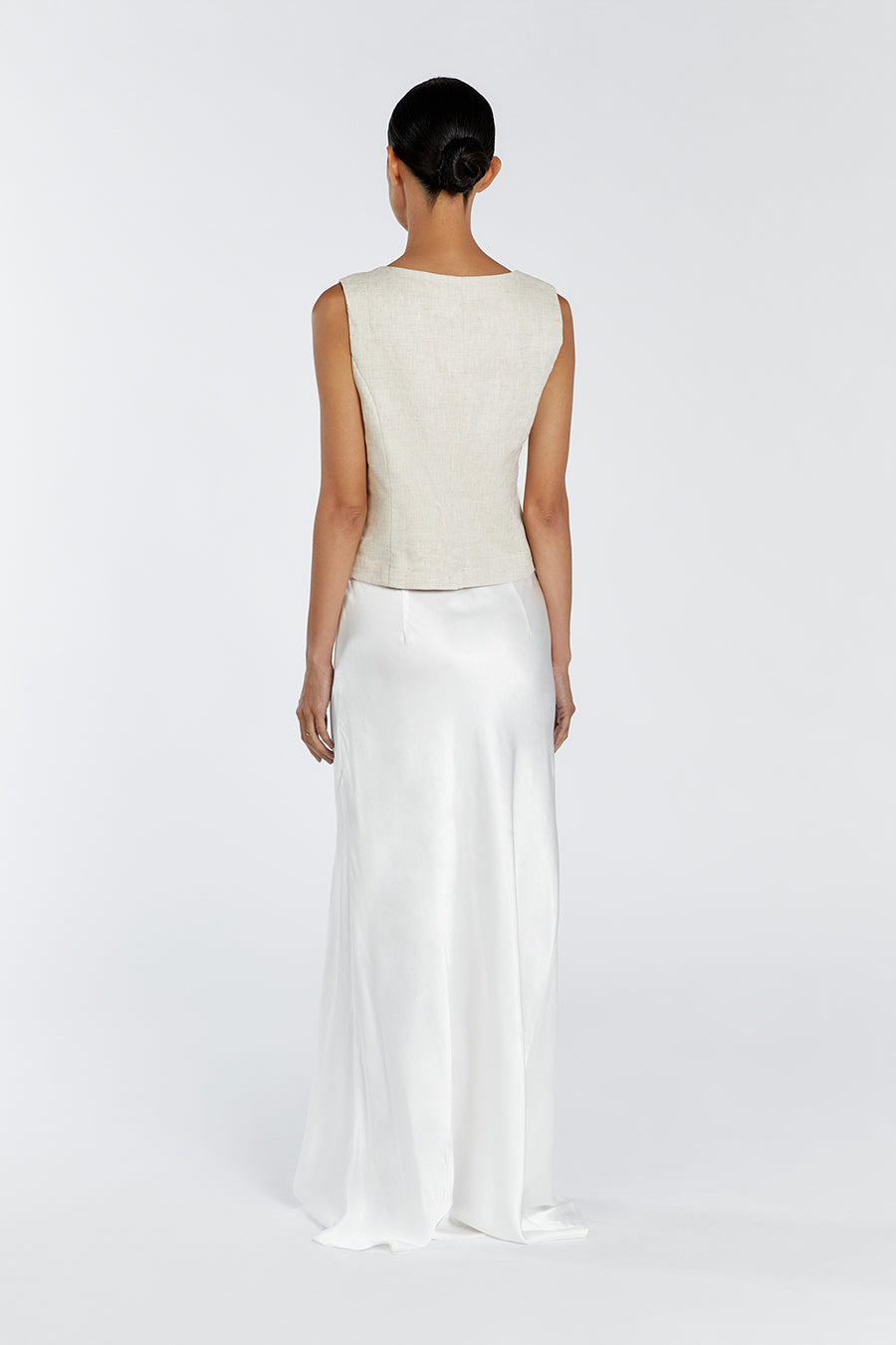 OSCAR NATURAL SCOOP NECK LINEN VEST