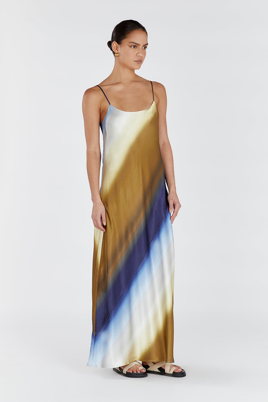 DENAI OMBRE SATIN MAXI DRESS