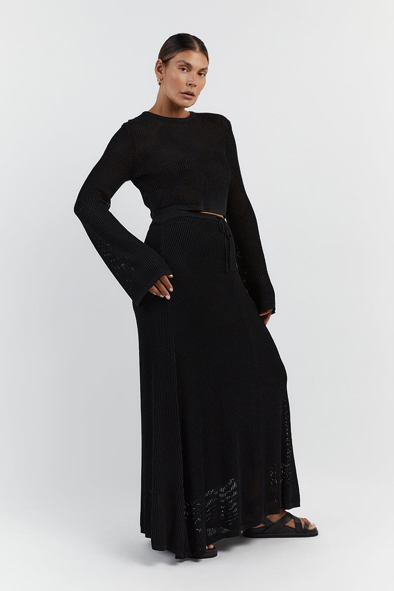 OPHELIA BLACK LONG SLEEVE CROP