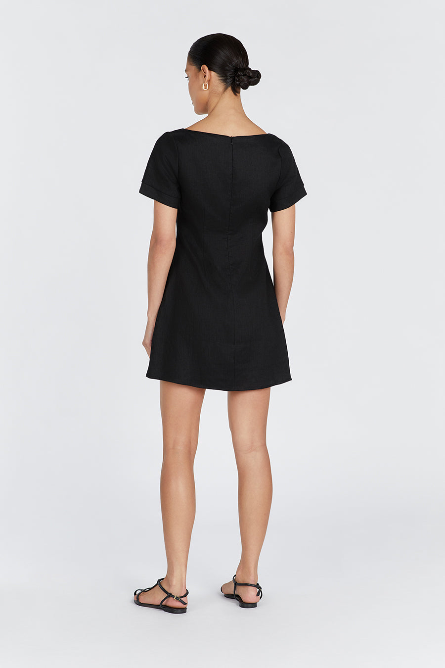 JAMIE BLACK LINEN MINI DRESS