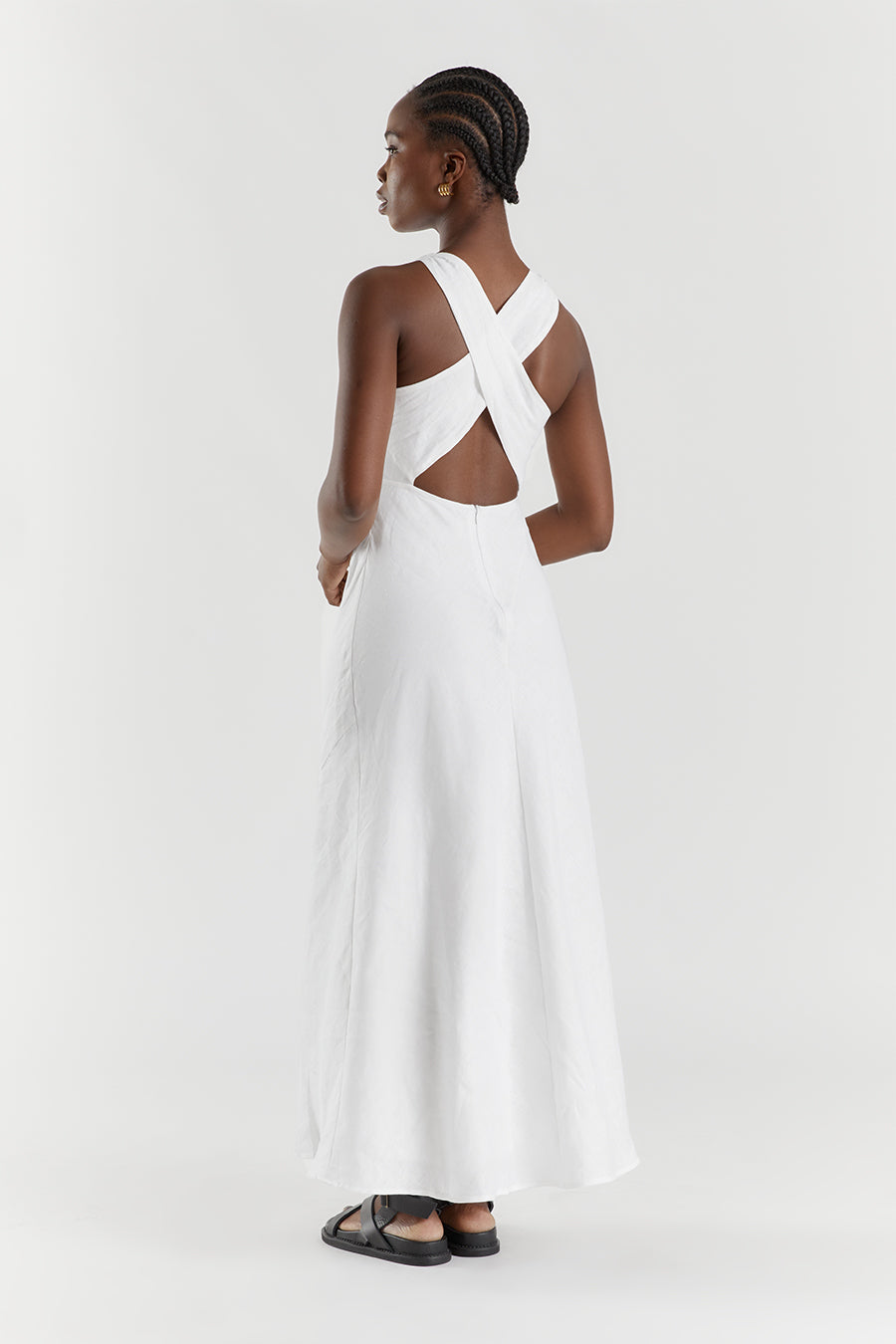 ROSE WHITE LINEN MAXI DRESS