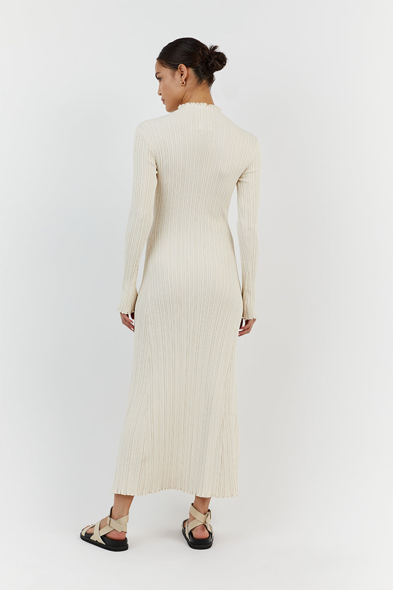 TAYLOR IVORY LONG SLEEVE MIDI DRESS